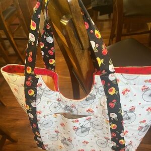 Floral Bicycle Print Tote Bag